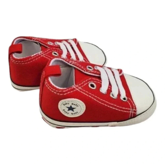 Infant Size 5 Red Soft Sole Baby Shoes, Baby sneakers for girls or boys - Picture 3 of 12
